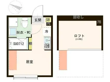 ハーモニーテラス白鷺II(ワンルーム/1階)の間取り写真
