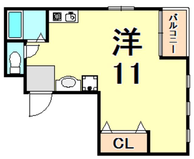 クレール二見町(ワンルーム/2階)の間取り写真