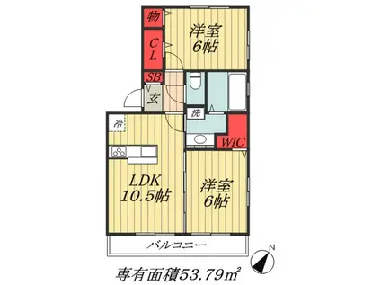 プレオネ(2LDK/2階)の間取り写真