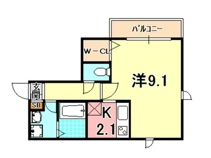 エスコート山根(1K/1階)の間取り写真