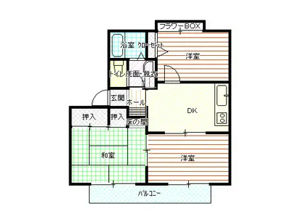 ベルフォーレ B棟(3DK/2階)の間取り写真