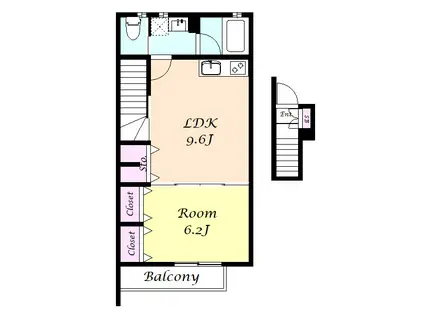 アローワン(1LDK/2階)の間取り写真