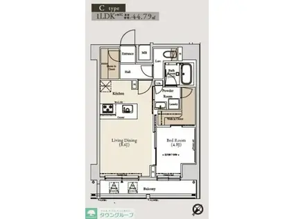 アーバンコア月島(1LDK/11階)の間取り写真