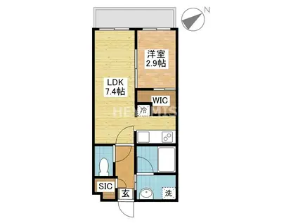 デ・クメール リバーII(1LDK/3階)の間取り写真