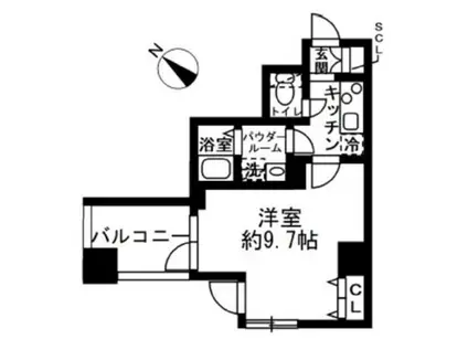 ラクラス日本橋浜町(1K/6階)の間取り写真
