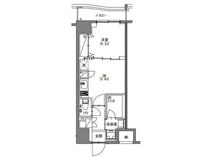 S-RESIDENCE新宿御苑(1DK/9階)の間取り写真