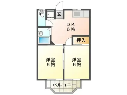 メゾン青葉台 NO.3(2DK/3階)の間取り写真