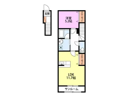 STAR GATEI(1LDK/2階)の間取り写真