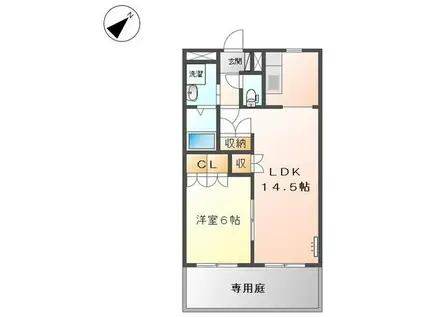 サウス HILLS(1LDK/1階)の間取り写真