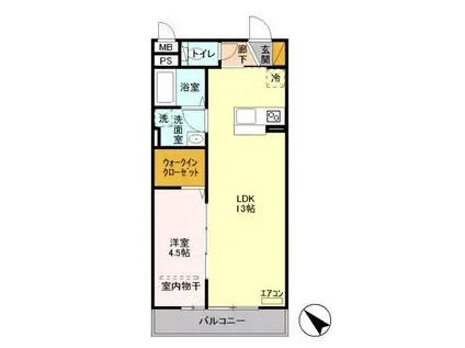 ウエストエーデル(1LDK/2階)の間取り写真