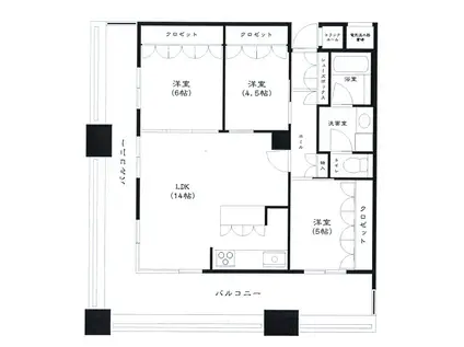 ディーグラフォート神戸三宮タワー(3LDK/17階)の間取り写真