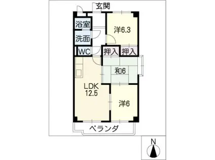 エステートEX 白鳥(3LDK/2階)の間取り写真