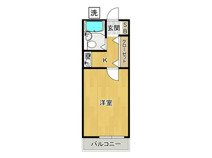 ウィングかなえ(1K/1階)の間取り写真