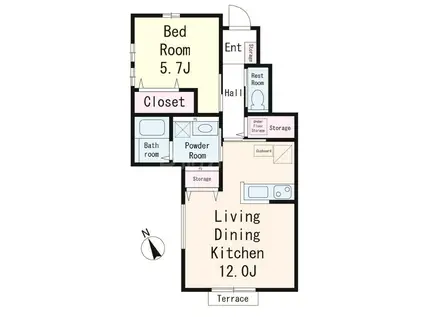 リアン メゾン 市川(1LDK/1階)の間取り写真