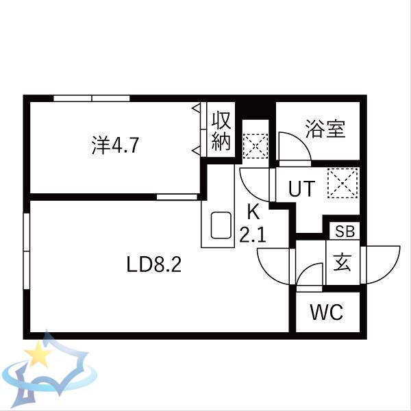 ブリス北円山(1LDK/3階)の間取り写真