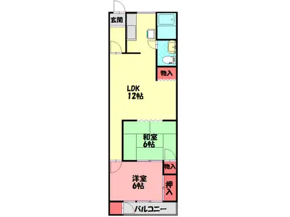 大和田ハイムA棟(2LDK/6階)の間取り写真