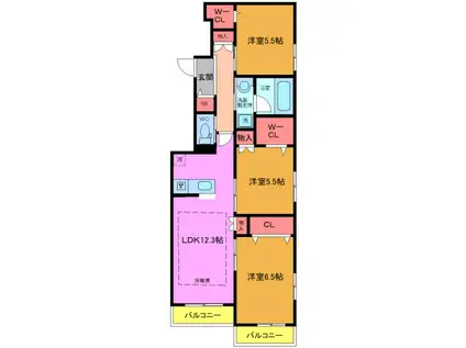 南葛西2丁目メゾン(3LDK/2階)の間取り写真