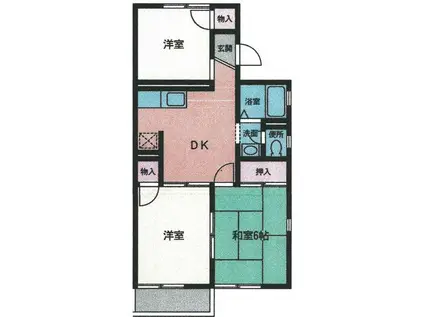 コートビレッジA棟(3DK/1階)の間取り写真