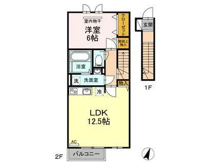 J-COURT(1LDK/2階)の間取り写真