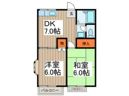 グランデュールAS(2DK/2階)の間取り写真