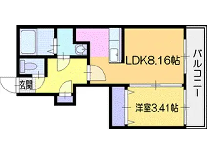 パレス柊(1LDK/4階)の間取り写真