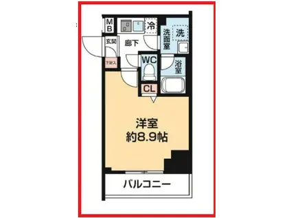 アルコバレーノ キンシチョウ(1K/11階)の間取り写真