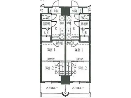 NO.40 ORIENTBLD(2K/6階)の間取り写真