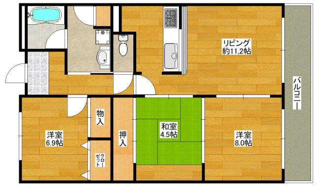 メゾンドール江坂(3LDK/6階)の間取り写真