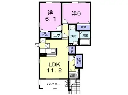 鶴見スクエアII(2LDK/1階)の間取り写真