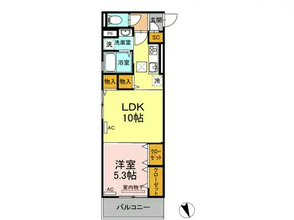 アーベイン沖浜(1LDK/1階)の間取り写真