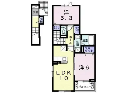 AFCレジデンス・登呂A(2LDK/2階)の間取り写真