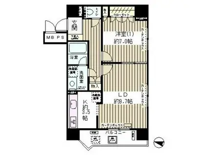 ハイクラッセ日本橋浜町(1LDK/6階)の間取り写真