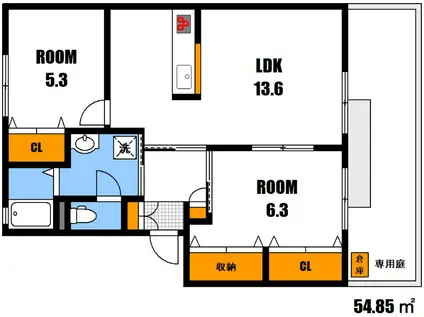 サニーハイツ藤井B(2LDK/1階)の間取り写真