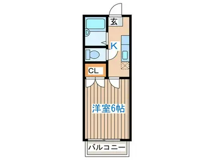 サンパレス元茶畑(1K/2階)の間取り写真