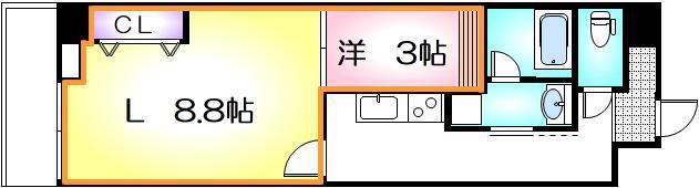 セントフィオーレ松葉(1LK/10階)の間取り写真