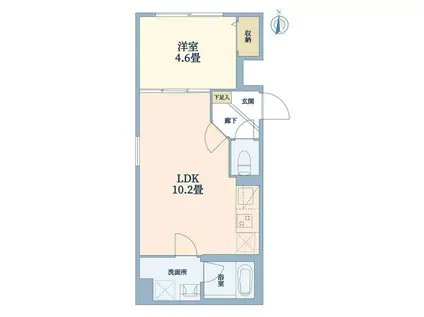 ウェルスクエア中野坂上(1LDK/1階)の間取り写真