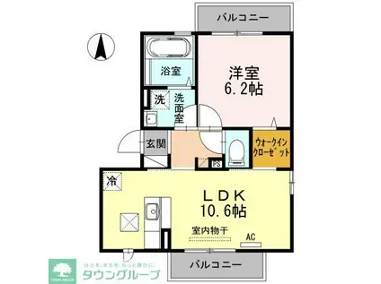 グランボヌールKE K棟(1LDK/1階)の間取り写真