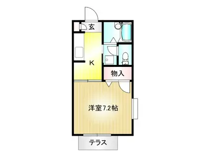 メゾンドシャルポンティエV(1K/1階)の間取り写真
