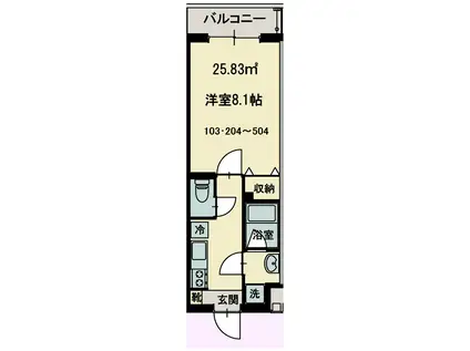 志幸46 PREMIUM(1K/4階)の間取り写真