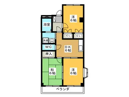 ベルテ不動丘(3DK/2階)の間取り写真