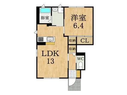 オークヴィレッジC(1LDK/1階)の間取り写真