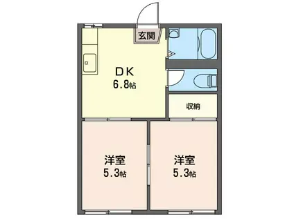 キャッスルB(2DK/2階)の間取り写真