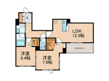 グランディヴィラ オオタカノモリII(2LDK/2階)の間取り写真