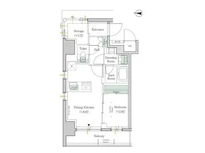 ワンルーフレジデンス錦糸町(1SLDK/3階)の間取り写真