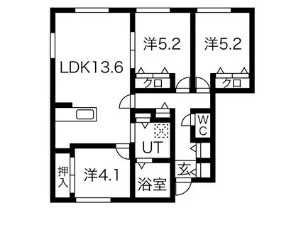 地下鉄東西線 菊水駅 徒歩7分 2階建 築3年(3LDK/1階)の間取り写真