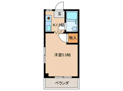 ハイツミドリ(1K/2階)の間取り写真