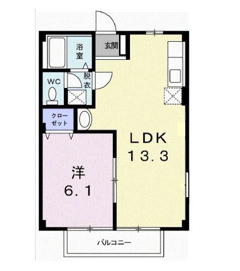 エステートII(1LDK/1階)の間取り写真