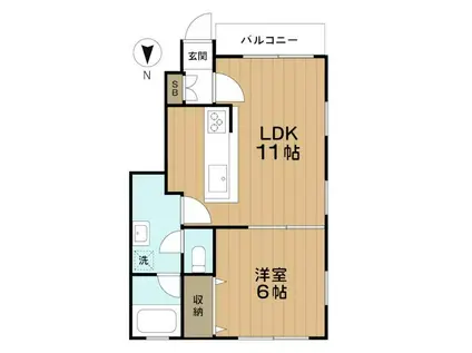 ルミノーサ南荻窪(1LDK/1階)の間取り写真