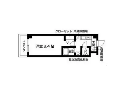 ベルフローラ白鳥(1K/2階)の間取り写真