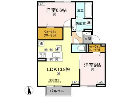 コルコバード(2LDK/1階)の間取り写真